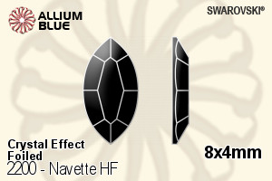 スワロフスキー Navette ラインストーン ホットフィックス (2200) 8x4mm - クリスタル エフェクト 裏面アルミニウムフォイル - ウインドウを閉じる