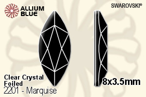 Swarovski Marquise Flat Back No-Hotfix (2201) 8x3.5mm - Clear Crystal With Platinum Foiling - Click Image to Close