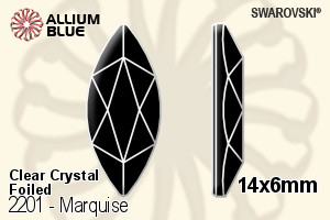 Swarovski Marquise Flat Back No-Hotfix (2201) 14x6mm - Clear Crystal With Platinum Foiling - Click Image to Close