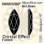 スワロフスキー Marquise ラインストーン ホットフィックス (2201) 8x3.5mm - クリスタル エフェクト 裏面アルミニウムフォイル