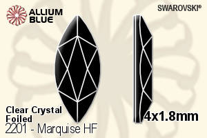 Swarovski Marquise Flat Back Hotfix (2201) 4x1.8mm - Clear Crystal With Aluminum Foiling