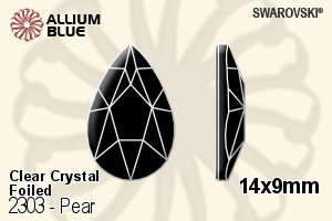 Swarovski Pear Flat Back No-Hotfix (2303) 14x9mm - Clear Crystal With Platinum Foiling - Click Image to Close