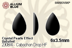 Swarovski Cabochon Drop Flat Back Hotfix (2308/4) 6x3.5mm - Crystal Pearls Effect Unfoiled