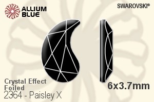 施華洛世奇 Paisley X 平底石 (2364) 6x3.7mm - 白色（半塗層） 白金水銀底 - 關閉視窗 >> 可點擊圖片