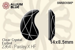 スワロフスキー Paisley X ラインストーン ホットフィックス (2364) 14x8.5mm - クリスタル 裏面アルミニウムフォイル - ウインドウを閉じる