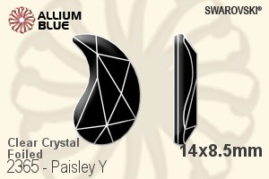 Swarovski Paisley Y Flat Back No-Hotfix (2365) 14x8.5mm - Clear Crystal With Platinum Foiling - Haga Click en la Imagen para Cerrar