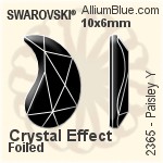 Swarovski Paisley Y Flat Back No-Hotfix (2365) 10x6mm - Crystal Effect With Platinum Foiling