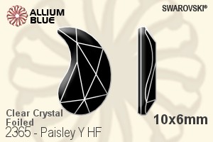 スワロフスキー Paisley Y ラインストーン ホットフィックス (2365) 10x6mm - クリスタル 裏面アルミニウムフォイル - ウインドウを閉じる