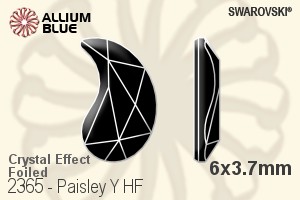 スワロフスキー Paisley Y ラインストーン ホットフィックス (2365) 6x3.7mm - クリスタル エフェクト 裏面アルミニウムフォイル - ウインドウを閉じる