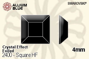 施華洛世奇 正方形 熨底平底石 (2400) 4mm - 白色（半塗層） 鋁質水銀底 - 關閉視窗 >> 可點擊圖片