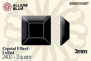 Swarovski Square Flat Back No-Hotfix (2400) 3mm - Crystal Effect With Platinum Foiling - Click Image to Close
