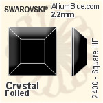 施華洛世奇 正方形 熨底平底石 (2400) 2.2mm - 透明白色 鋁質水銀底