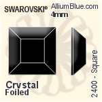 施华洛世奇 正方形 平底石 (2400) 4mm - 透明白色 白金水银底