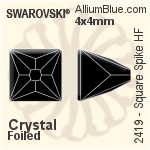 施華洛世奇 正方形 Spike 熨底平底石 (2419) 4x4mm - 透明白色 鋁質水銀底