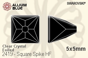 スワロフスキー Square Spike ラインストーン ホットフィックス (2419) 5x5mm - クリスタル 裏面アルミニウムフォイル - ウインドウを閉じる
