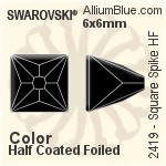 スワロフスキー Square Spike ラインストーン ホットフィックス (2419) 6x6mm - カラー（ハーフ　コーティング） 裏面アルミニウムフォイル