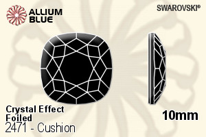 スワロフスキー Cushion ラインストーン (2471) 10mm - クリスタル エフェクト 裏面プラチナフォイル - ウインドウを閉じる