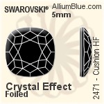 スワロフスキー Cushion ラインストーン ホットフィックス (2471) 5mm - クリスタル エフェクト 裏面アルミニウムフォイル