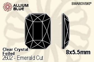 Swarovski Emerald Cut Flat Back No-Hotfix (2602) 8x5.5mm - Clear Crystal With Platinum Foiling - Click Image to Close