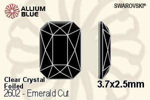 Swarovski Emerald Cut Flat Back No-Hotfix (2602) 3.7x2.5mm - Clear Crystal With Platinum Foiling - Click Image to Close