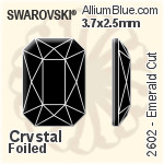 Swarovski Emerald Cut Flat Back No-Hotfix (2602) 3.7x2.5mm - Clear Crystal With Platinum Foiling