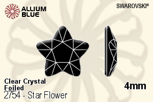 Swarovski Star Flower Flat Back No-Hotfix (2754) 4mm - Clear Crystal With Platinum Foiling - Haga Click en la Imagen para Cerrar