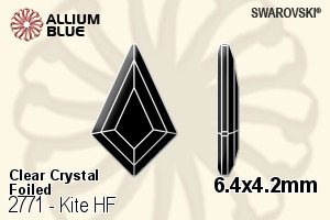 スワロフスキー Kite ラインストーン ホットフィックス (2771) 6.4x4.2mm - クリスタル 裏面アルミニウムフォイル - ウインドウを閉じる