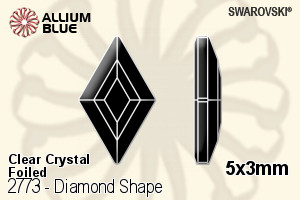 Swarovski Diamond Shape Flat Back No-Hotfix (2773) 5x3mm - Clear Crystal With Platinum Foiling - Haga Click en la Imagen para Cerrar