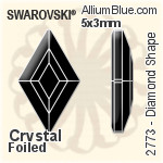 施华洛世奇 Diamond Shape 平底石 (2773) 5x3mm - 透明白色 白金水银底