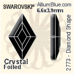 施華洛世奇 Diamond Shape 平底石 (2773) 6.6x3.9mm - 透明白色 白金水銀底