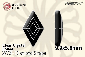 Swarovski Diamond Shape Flat Back No-Hotfix (2773) 9.9x5.9mm - Clear Crystal With Platinum Foiling - Click Image to Close