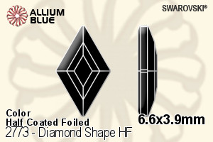 スワロフスキー Diamond Shape ラインストーン ホットフィックス (2773) 6.6x3.9mm - カラー（ハーフ　コーティング） 裏面アルミニウムフォイル - ウインドウを閉じる