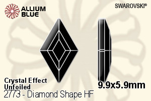 Swarovski Diamond Shape Flat Back Hotfix (2773) 9.9x5.9mm - Crystal Effect Unfoiled - Click Image to Close