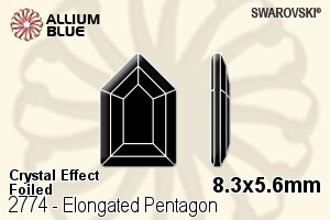 施华洛世奇 Elongated Pentagon 平底石 (2774) 8.3x5.6mm - 白色（半涂层） 白金水银底 - 关闭视窗 >> 可点击图片