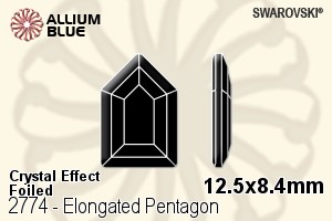施華洛世奇 Elongated Pentagon 平底石 (2774) 12.5x8.4mm - 白色（半塗層） 白金水銀底 - 關閉視窗 >> 可點擊圖片