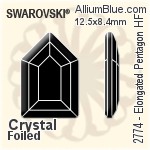 スワロフスキー Elongated Pentagon ラインストーン ホットフィックス (2774) 12.5x8.4mm - クリスタル 裏面アルミニウムフォイル