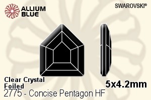 施華洛世奇 Concise Pentagon 熨底平底石 (2775) 5x4.2mm - 透明白色 鋁質水銀底