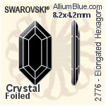 スワロフスキー Elongated Hexagon ラインストーン (2776) 8.2x4.2mm - クリスタル 裏面プラチナフォイル