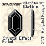 スワロフスキー Elongated Hexagon ラインストーン (2776) 8.2x4.2mm - クリスタル エフェクト 裏面プラチナフォイル