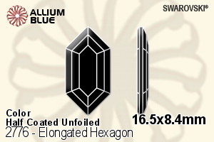 スワロフスキー Elongated Hexagon ラインストーン (2776) 16.5x8.4mm - カラー（ハーフ　コーティング） 裏面にホイル無し - ウインドウを閉じる