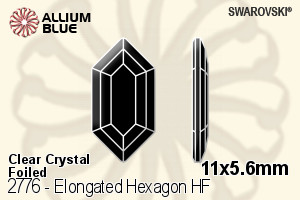 施華洛世奇 Elongated Hexagon 熨底平底石 (2776) 11x5.6mm - 透明白色 鋁質水銀底