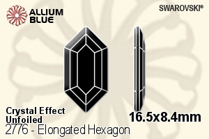 施華洛世奇 Elongated Hexagon 平底石 (2776) 16.5x8.4mm - 白色（半塗層） 無水銀底 - 關閉視窗 >> 可點擊圖片