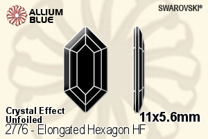 施華洛世奇 Elongated Hexagon 熨底平底石 (2776) 11x5.6mm - 白色（半塗層） 無水銀底