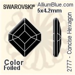 スワロフスキー Concise Hexagon ラインストーン (2777) 5x4.2mm - カラー 裏面プラチナフォイル