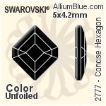 スワロフスキー Concise Hexagon ラインストーン (2777) 5x4.2mm - カラー 裏面にホイル無し