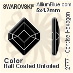 スワロフスキー Concise Hexagon ラインストーン (2777) 5x4.2mm - カラー（ハーフ　コーティング） 裏面にホイル無し