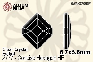 Swarovski Concise Hexagon Flat Back Hotfix (2777) 6.7x5.6mm - Clear Crystal With Aluminum Foiling - Haga Click en la Imagen para Cerrar