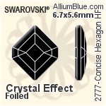 スワロフスキー Concise Hexagon ラインストーン ホットフィックス (2777) 6.7x5.6mm - クリスタル エフェクト 裏面アルミニウムフォイル