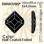 スワロフスキー Concise Hexagon ラインストーン ホットフィックス (2777) 5x4.2mm - カラー（ハーフ　コーティング） 裏面アルミニウムフォイル