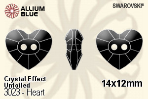 Swarovski Heart Button (3023) 14x12mm - Crystal Effect Unfoiled - Haga Click en la Imagen para Cerrar